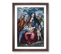 Saint Anne and The Infant by El Greco Framed Print | A2 Walnut Framed Wall Art | Ready to Hang | Modern Nature Picture | Living Room Bedroom Lounge Office