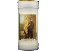 Catholic Gift Shop Saint Anthony Pillar Candle with Gold Foil Highlights & Lourdes Prayer Card