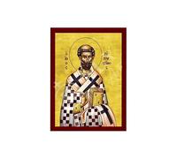 Saint Augustine icon, Handmade Greek Orthodox icon St Augustine of Canterbury, Byzantine Wood Plaque (2) 15x21cm