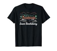 Saint Barthelemy, St Barts Fun Coastal Houses and Boats T-Shirt