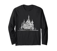 Saint Basil's Cathedral Line Art Moscow Long Sleeve T-Shirt