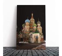 Saint Basils Cathedral Moscow Russia Canvas Print | Gallery Wrapped 30mm Frame Wall Art | 20x14 inches | Ready to Hang | Modern Cityscape Picture | Living Room Bedroom Lounge Office