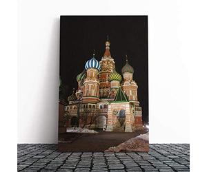 Saint Basils Cathedral Moscow Russia Canvas Print | Gallery Wrapped 30mm Frame Wall Art | 24x16 inches | Ready to Hang | Modern Cityscape Picture | Living Room Bedroom Lounge Office