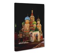 Saint Basils Cathedral Moscow Russia Canvas Print | Gallery Wrapped 30mm Frame Wall Art | 30x20 inches | Ready to Hang | Modern Cityscape Picture | Living Room Bedroom Lounge Office