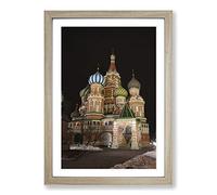 Saint Basils Cathedral Moscow Russia Framed Print | A2 Oak Framed Wall Art | Ready to Hang | Modern Cityscape Picture | Living Room Bedroom Lounge Office