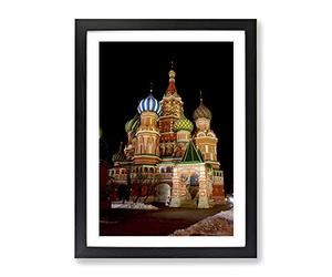 Saint Basils Cathedral Moscow Russia Modern Framed Print | A3 Black Framed Wall Art | Ready to Hang | Modern Cityscape Picture | Living Room Bedroom Lounge Office