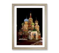 Saint Basils Cathedral Moscow Russia Modern Framed Print | A4 Oak Framed Wall Art | Ready to Hang | Modern Cityscape Picture | Living Room Bedroom Lounge Office