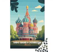 Saint Basil's Cathedral Poster 1000 Piece Jigsaw Puzzle, Global Monument Landscape, 1000 Pieces for Adults, Travel Gift for Adults, Mindful Activity, 52x38cm/1000pcs