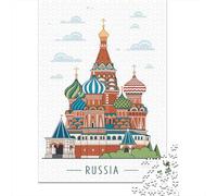 Saint Basil's Cathedral, Russia Jigsaw Puzzle 1000 Pieces, Retro Travel Poster Artwork, Matte Printed Jigsaw for Puzzle Lovers, Travel Gift, Decorative Artwork, 52x38cm/1000pcs