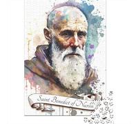 Saint Benedict Benedictine Adult Jigsaw Puzzle, 1000 Pieces, 52x38cm/1000pcs; A Calm After-work Activity; White Card Pieces for Tidy Handling