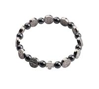 Saint Benedict Bracelet with Hematite Beads and Medal Charms, Religious Catholic Jewelry