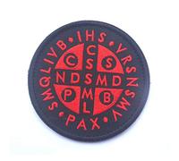 Saint Benedict Cross Embroidered Airsoft Morale Cosplay Patch (Black)