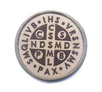 Saint Benedict Cross Embroidered Airsoft Morale Cosplay Patch (Brown)