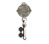Saint Benedict Key Blessing Shiny Coat Medal for Protection - Home Protection - Door Protection- Wall Hanger Catholic Gifts - Llave de San Benito Catholic Favor Medalla de San Benito de Proteccion