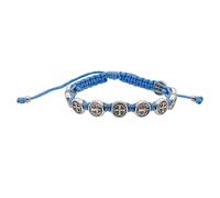 Saint Benedict Medal Bracelet on Woven Light Blue Cord | Adjustable | Patron Saint of Students | Christian Jewelry | Great Catholic Gift for First Holy Communion and Confirmation