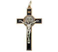 Saint Benedict Medal Crucifix | Patron Saint of Students and Europe | Includes Case and Cord | Great Catholic Gift for First Holy Communion and Confirmation, 3L" x 1.8W", Metal