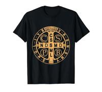 Saint Benedict Medal Pax Peace and Protection Value Graphic T-Shirt, Men, Black, M