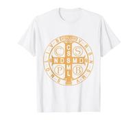 Saint Benedict Medal Pax Peace and Protection Value Graphic T-Shirt, Men, White, M