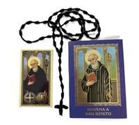 Saint Benedict Novena Set - Catholic Prayer Card, San Benito Rosary & Novena Booklet - Spiritual Protection Kit