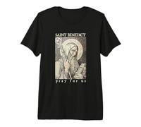 Saint Benedict of Nursia Pray for Us Catholic Devotional Premium T-Shirt