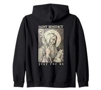 Saint Benedict of Nursia Pray for Us Catholic Devotional Zip Hoodie