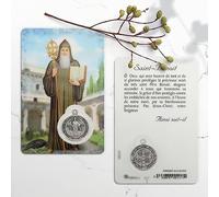 Saint Benedict Prayer Card with Medal - Religious Image - Catholic Christian Worship Plastic