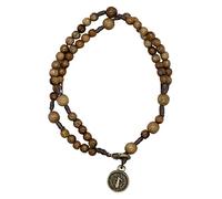 Saint Benedict Rosary Bracelet | Brown Wooden Hail Mary Beads | Bronze-Tone Saint Benedict Medal | Great Catholic Gift for Confirmation and Religious Milestones | Patron Saint of Students