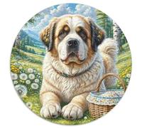 Saint Bernard 1000 Piece Jigsaw Puzzles Round Jigsaw Creative Family Game Beautiful Decoration Puzzle for Adults And Kids 1000pcs (67.5x67.5cm)