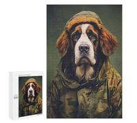 Saint Bernard Camo Jacket Adult Picture Puzzle, 1000 PCS - Winter Gift; for Shared Table Time