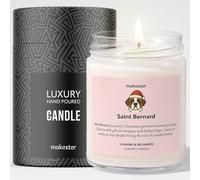 Saint Bernard Christmas Candle Gift - Luxury Soy Wax Candle - Vanilla, Jasmine, Sugared Almond - Dogs in Shades - Makester