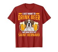 Saint Bernard Dog Drinking Beer St. Bernard T-Shirt, Men, Cranberry Red, XX-Large