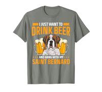 Saint Bernard Dog Drinking Beer St. Bernard T-Shirt, Men, Olive Heather, 3X-Large