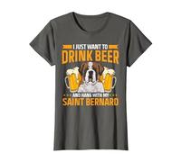 Saint Bernard Dog Drinking Beer St. Bernard T-Shirt, Women, Asphalt Grey, 3X-Large