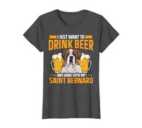 Saint Bernard Dog Drinking Beer St. Bernard T-Shirt, Women, Dark Heather Grey, X-Small