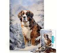 Saint Bernard Dog Jigsaw Puzzle for Adults 1000 Pieces Mind Puzzle Calm Pastime Image Assembly Lovely Present (50x75cm)