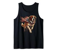 Saint Bernard Dog Patriotic American Flag 4th of July USA Tank Top