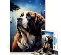 Saint Bernard Dog Portrait Jigsaw Puzzles for Adults 1000 Piece Logic Toy Stress Release Precision Cut Festival Gift (50x75cm)