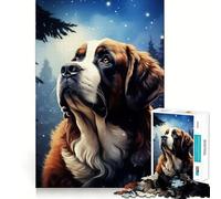 Saint Bernard Dog Portrait Jigsaw Puzzles for Adults 1000 Piece Logic Toy Stress Release Precision Cut Festival Gift (38x52cm)