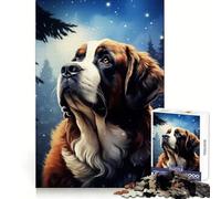 Saint Bernard Dog Portrait Jigsaw Puzzles for Adults 1000 Piece Logic Toy Stress Release Precision Cut Festival Gift (50x75cm)
