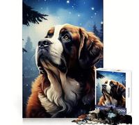 Saint Bernard Dog Portrait Jigsaw Puzzles for Adults1000 Pieces Smart Game Quiet Calm Pattern Assembly Amazing Present (38x26cm)