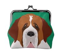 Saint Bernard Dog, PU Leather Coin Purse, Small Wallets, Change Pouch with Kiss Lock Clasp Buckle, Change Purse