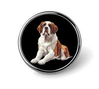 Saint Bernard Dog Round Brooches And Pins for Women 1" Men Lapel Pin for Hat Bag Backpack Decor