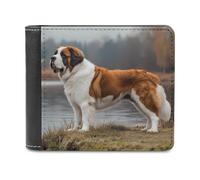 Saint Bernard Dog Slim Wallet Bifold Credit Card Holder Case PU Pouch Purse for Men Women