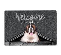 Saint Bernard Door Mat Saint Bernard Dog Welcome to The Shitshow Gifts For Dog Lovers Welcome Non-Slip Mats Funny Doormat Bathroom Kitchen Front Porch Rugs Entrance 16 * 24in/40 * 60cm