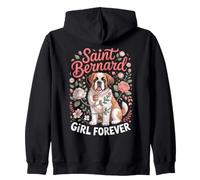 Saint Bernard Girl Forever Giant Dog Lover Zip Hoodie