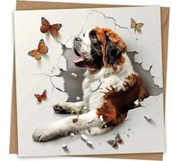 Saint Bernard Greeting Card - Funny Dog Head Through Wall Greeting Birthday Card