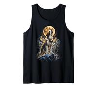 Saint Bernard Howling to The Moon Meme 90s Animal Graphic Tank Top