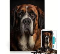 Saint Bernard Portrait Jigsaw Puzzles for Adults1000 Pieces Memory Boost Together Fun Image Assembly Art Collectible (38x52cm)