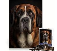 Saint Bernard Portrait Jigsaw Puzzles for Adults1000 Pieces Memory Boost Together Fun Image Assembly Art Collectible (38x52cm)