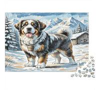 Saint Bernard Premium Paper Bernese Mountain Dog in Snowy Mountains DIY Jigsaw Puzzle Educational Stress Relief 38x26cm/1000pcs